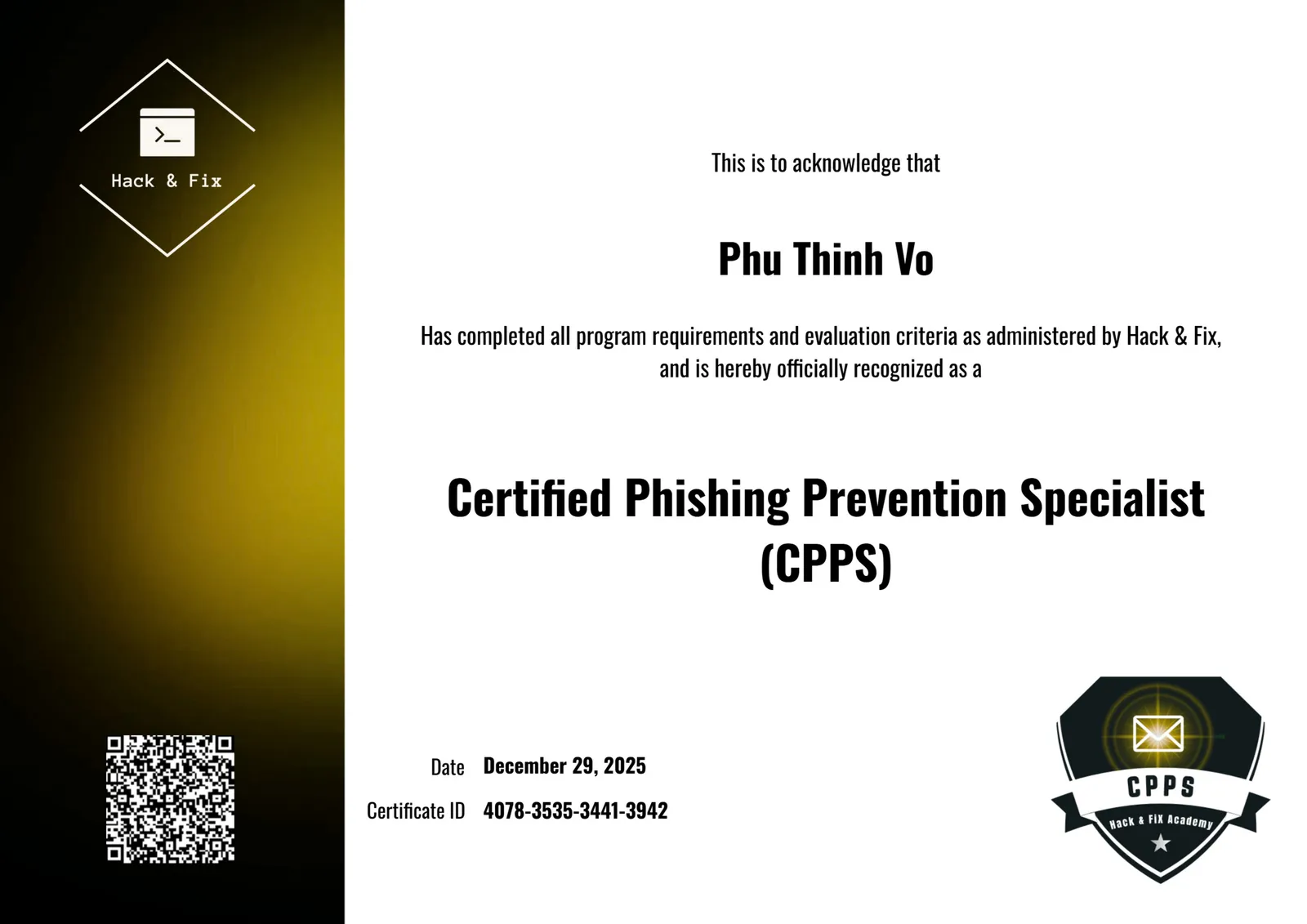 Certified Phishing Prevention Specialist (CPPS)