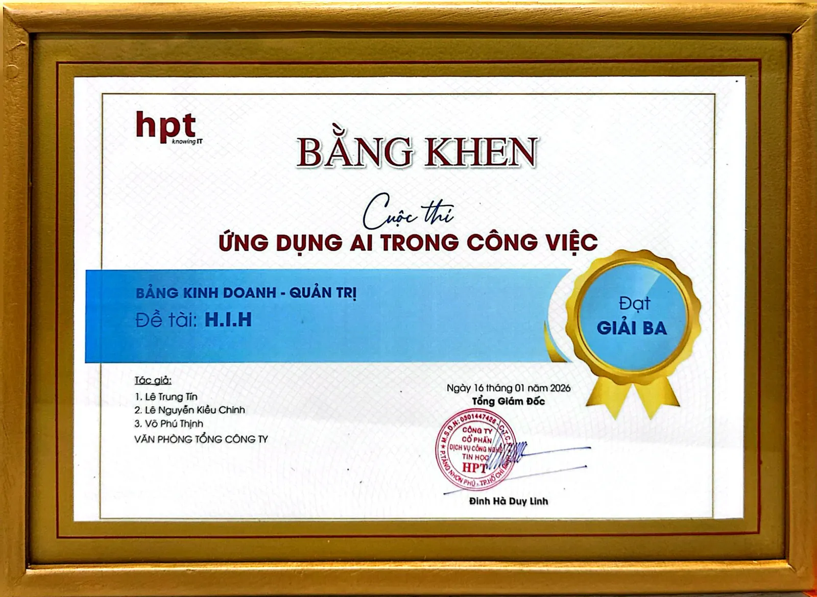 3rd Prize — AI in Business